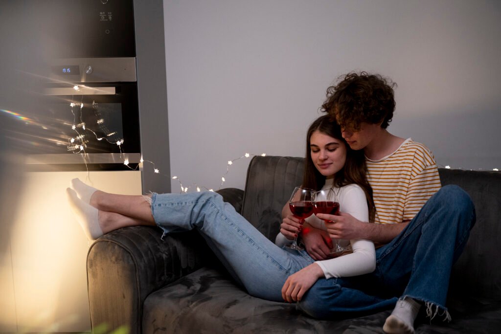 romantic-couple-home-having-wine-together